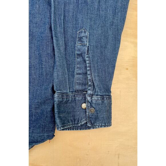 Wrangler Denim Shirt Men XL Blue Jean Pearl Snap Workwear Ranch Rodeo Adult XL - Picture 3 of 8